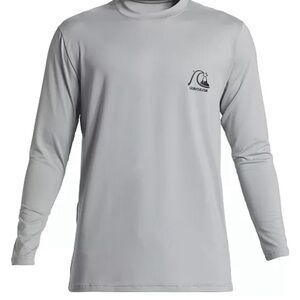 Quiksilver Men's Dna Bubble Logo Surf Light Gray Long Sleeve Tee